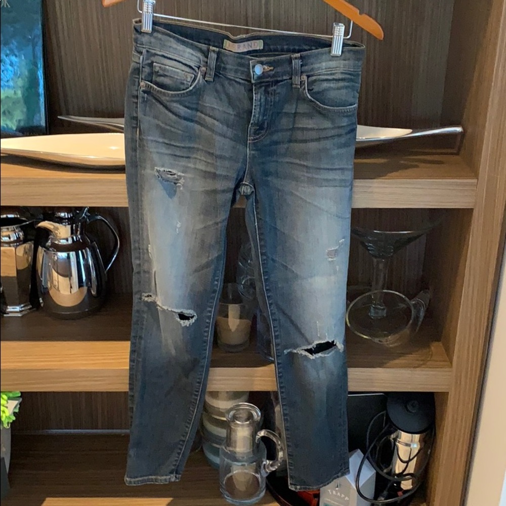 J Brand size 26 mid rise ripped jeans
